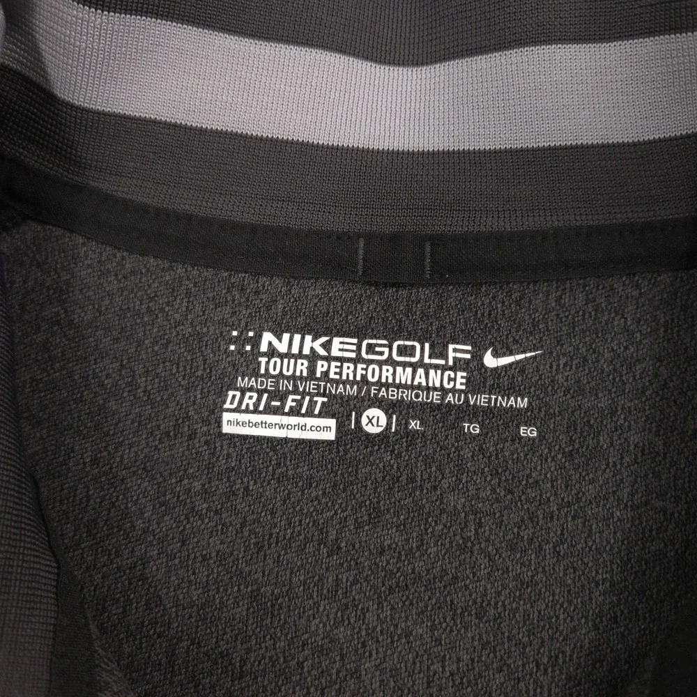 Nike Golf Tour Performance 1/4 Zip Mens XL Gray Black TPC Boston Swoosh Pullover
